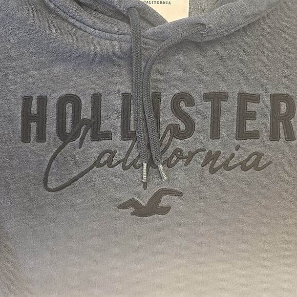 Hollister Men's Ombre Applique Logo Pullover Hoodie Sweatshirt Size Small Blue - Picture 2 of 10